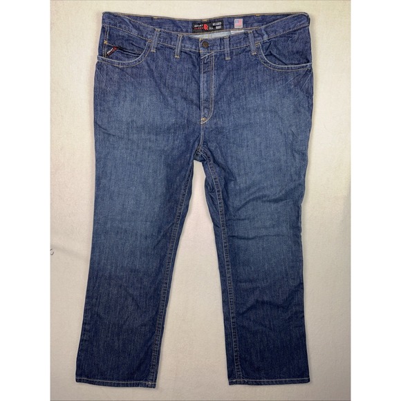 Ariat FR M4 Relaxed Boot Cut Denim Jeans Work Pants Men's 48x32 Flame Resistance - Picture 1 of 9